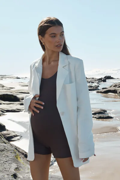 Legoe Heritage Double Layer Rib Romper (Chocolate) - FINAL SALE