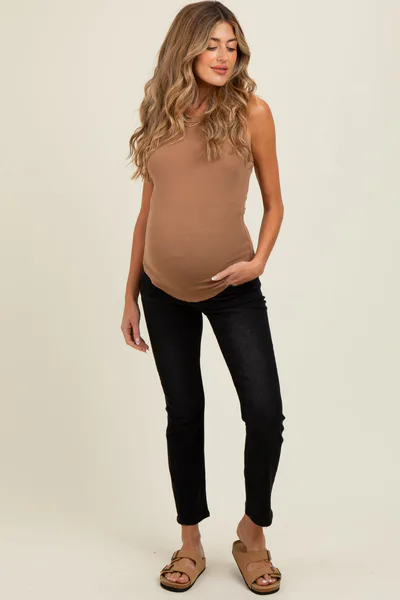 PinkBlush Black Ankle Slim Straight Leg Maternity Jeans