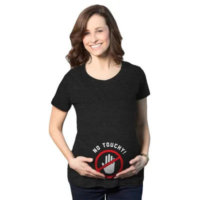 Target Maternity No Touchy Pregnancy T Shirt Funny Baby Bump Tee - Crazy Dog Maternity T Shirt with Fun Design Black XL