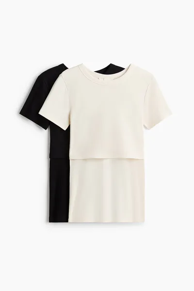 H&M MAMA 2-Pack Ribbed Nursing T-Shirts