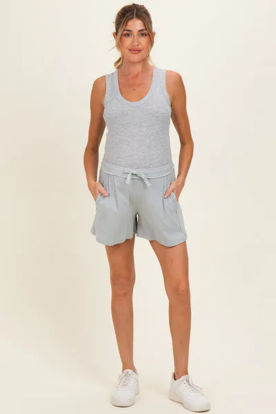 PinkBlush Light Grey Cotton Maternity Lounge Short