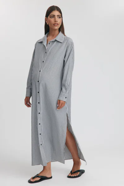 Legoe Heritage Heritage Maxi Shirtdress (Black Stripe)