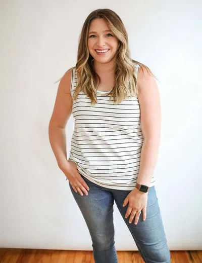 Milk & Baby Stripe Invisible Zip Breastfeeding Tank Top