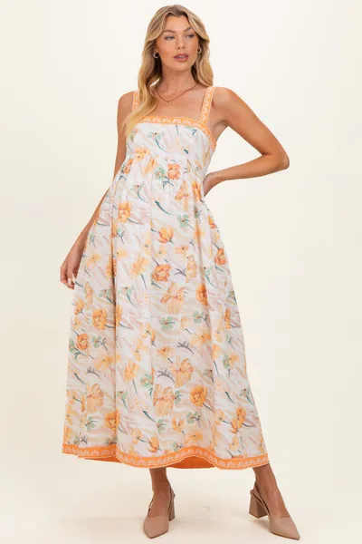 PinkBlush Daffodil Floral Embroidered Maternity Maxi Dress