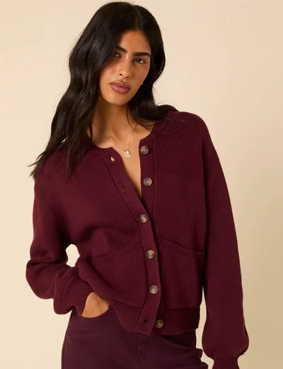 For The Creators Burgundy Knitted Cardigan