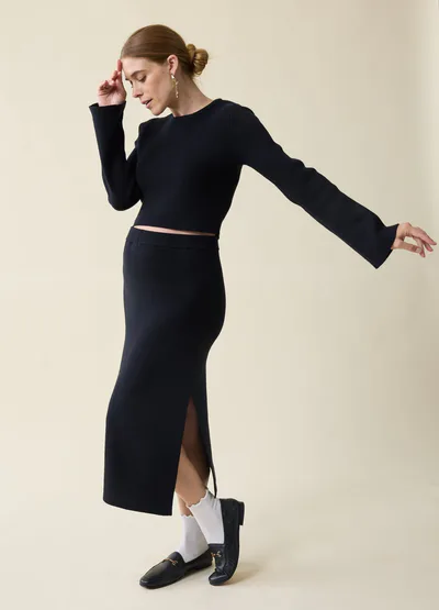 Ingrid & Isabel The Mix + Mingle  Black Maternity Sweater Midi Skirt