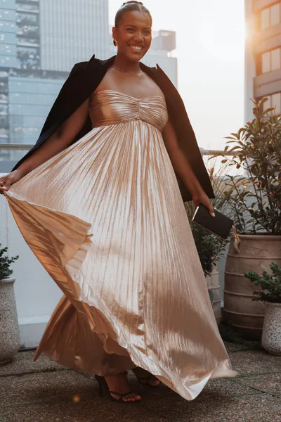 Petal & Pup Faye Strapless Maxi Dress - Gold