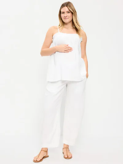 Old Navy Maternity Rollover-Waist Crinkle Gauze Barrel Leg Ankle Pants