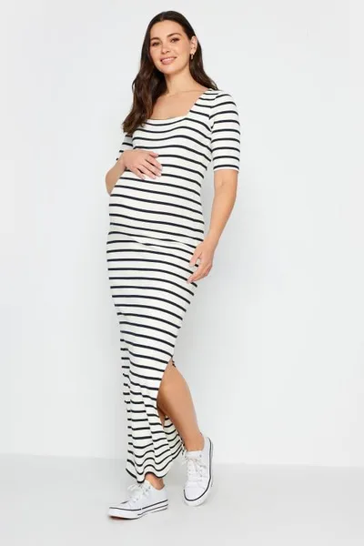 Yours Clothing LTS Tall Maternity Ivory White Stripe Maxi Dress
