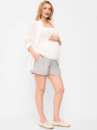 Old Navy Maternity Foldover-Waist Relaxed Pull-On Crinkle Gauze Shorts