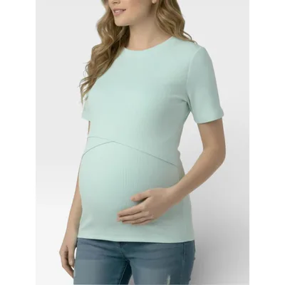 Target Women's Crew Neck Cross Over Nursing Maternity Short Sleeve Top - Whispering Blue - Size: Medium - Motherhood Maternity