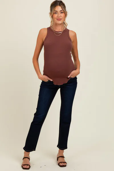 PinkBlush Navy Blue Classic Ankle Slim Straight Leg Maternity Jeans
