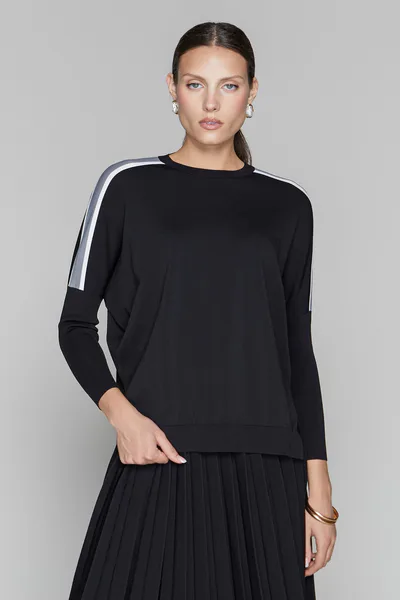 Apparalel Montia Top in Black Gray Stripe