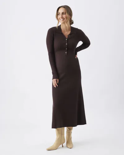 Ripe Maternity Hollie Polo Knit Dress  Cocoa