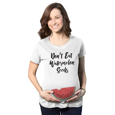 Target Maternity Don't Eat Watermelon Seeds T shirt Funny Pregnancy Reveal Pregnant Tee - Crazy Dog Maternity T Shirt For Foodies White L