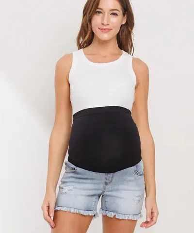 Bump City The Frayed Denim Waistband Shorts (Light Denim)