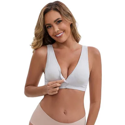 Kohl's Women's Front Close Wirefree Padded Nursing Bras Cross V-Neck Lift Up Soft Breastfeeding Lingerie