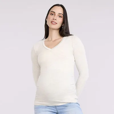 Kohl's Maternity Motherhood® V-Neck Side Ruched Long Sleeve Tee
