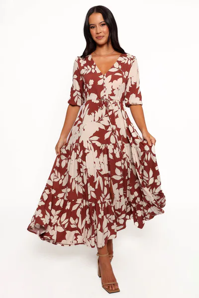 Petal & Pup Kelda Dress - Rust Floral