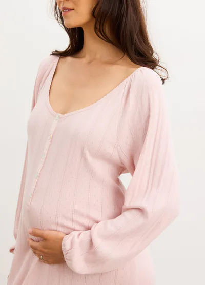 HATCH The Long Sleeve Pointelle Nightgown