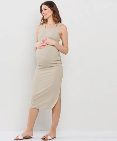 Bump City The Bodycon Tank Dress (Taupe)