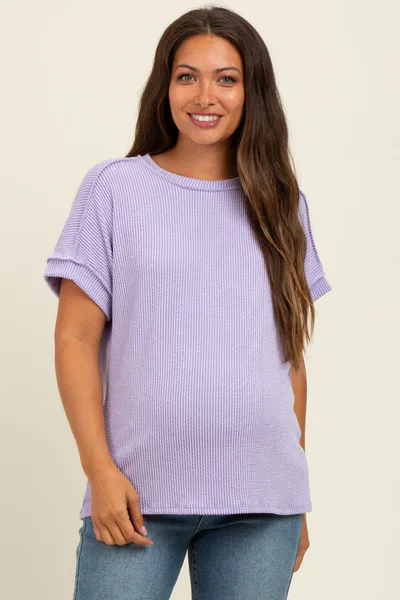 PinkBlush Lavender Exposed Seam Short Sleeve Maternity Top