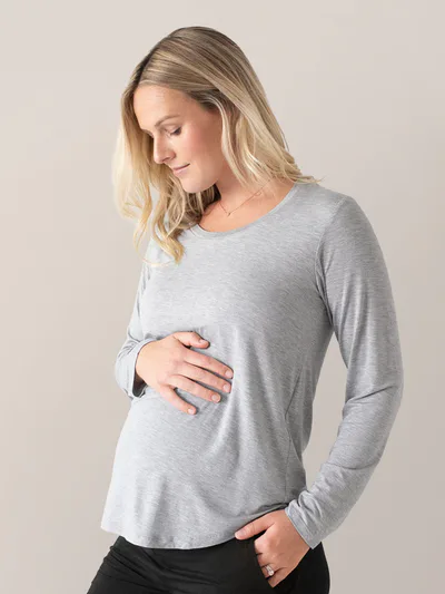 Kindred Bravely Bamboo Maternity & Nursing Long Sleeve T-shirt | Grey Heather