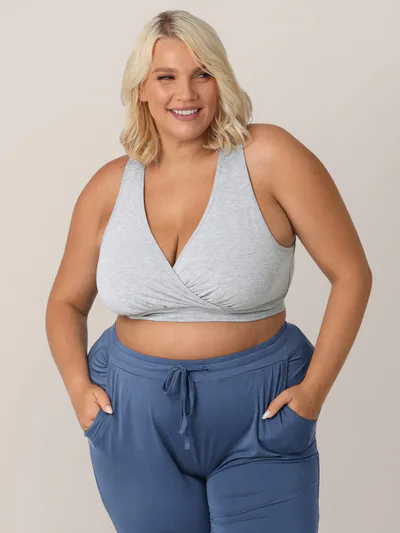Kindred Bravely French Terry Racerback Nursing & Sleep Bra | Grey Heather