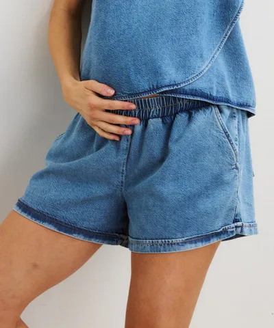 Bump City HATCH: The Drapey Denim Short (Vintage Dream Blue)