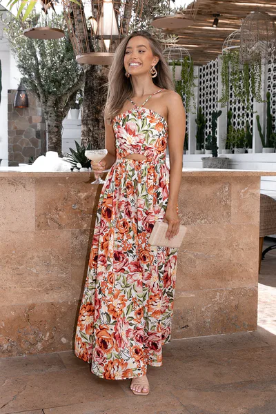 Petal & Pup Madeira Dress - Orange Floral