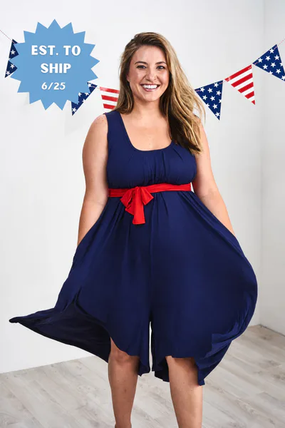 Latched Mama The Momper® Navy & Red Tie Nursing Romper