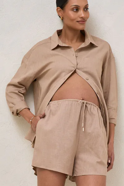 Bae the Label Timeless Linen Short - Biscuit
