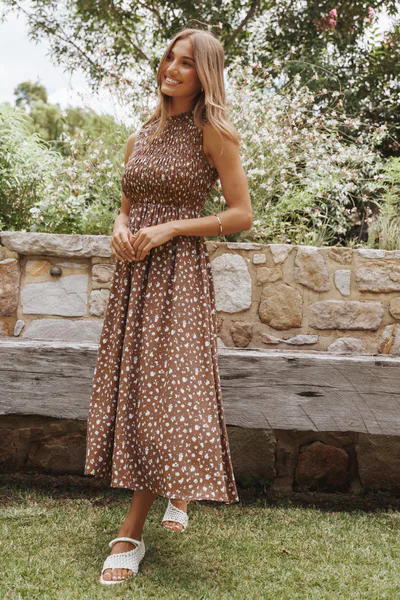 Petal & Pup Lanna Maxi Dress - Brown Floral