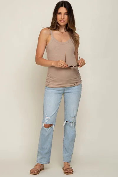 PinkBlush Light Blue Distressed Knee Maternity Jeans