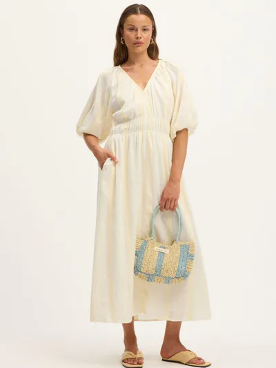 For The Creators Bella Waffle Maxi Dress in Ecru and White