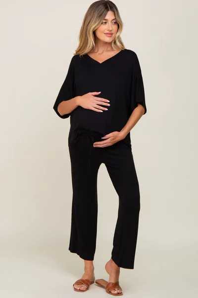 PinkBlush Black Cropped Pant Maternity Set