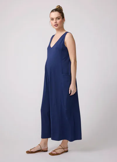 Ingrid & Isabel Lisbon Wide-Leg Sleeveless Navy Maternity Jumpsuit