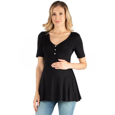 Target 24seven Comfort Apparel Maternity Elbow Sleeve Tunic Top-Black-2X