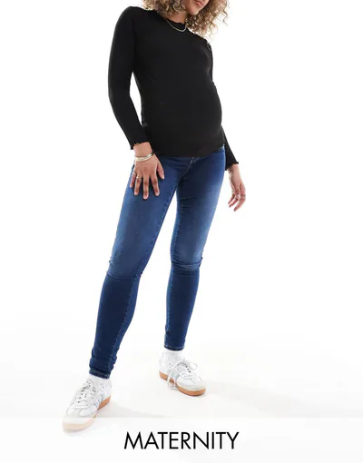 ASOS ONLY Maternity Royal skinny jeans in mid blue