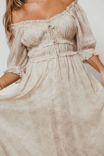 Worth Collective Sydnee Maxi Dress in Dusty Blue/Clay - Bump Friendly *10/1 PRE-ORDER*