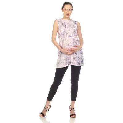 Target Maternity Floral Sleeveless Tunic Top Lavender Large -White Mark