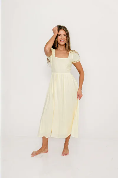 Worth Collective August Open Back Midi Dress in Ivory Cream - Bump Friendly