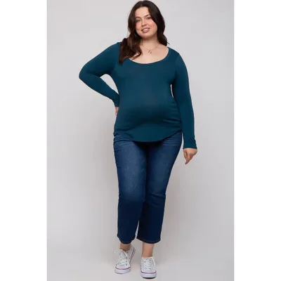 Target Pinkblush Dark Teal Basic Long Sleeve Plus Maternity Top 1X