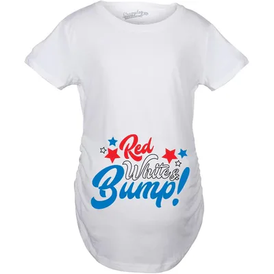 Target Maternity Red White and Bump Funny T shirts Announce Pregnancy Cute T shirt - Crazy Dog Maternity T Shirt For Fourth Of July White M