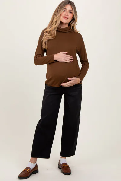 PinkBlush Black Cropped Wide Leg Maternity Jeans