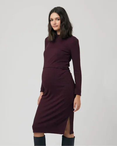 Special Addition Ruby Rib Nursing Dress in Maroon