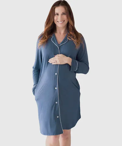 Bump City Clea Long Sleeve Maternity & Postpartum Nightgown