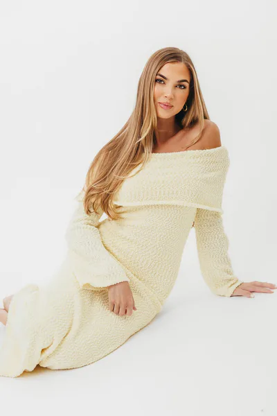 Worth Collective Nora Knit Maxi Dress in Butter Yellow - Bump Friendly