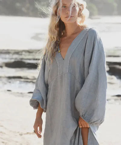 Bump City The Siena Kaftan Dress (Yoli Blue)
