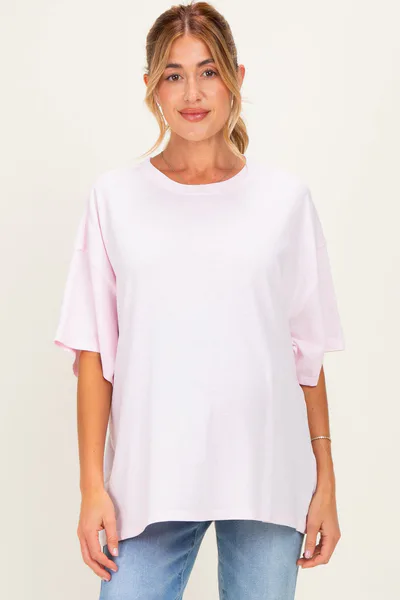 PinkBlush Soft Pink Oversized Mineral Wash Maternity T-Shirt